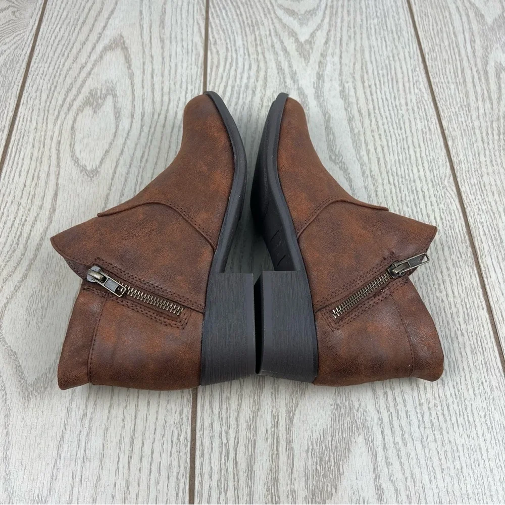 Sun + Stone Women's Adelinee Double Zip Ankle Booties 6.5M Chocolate $70